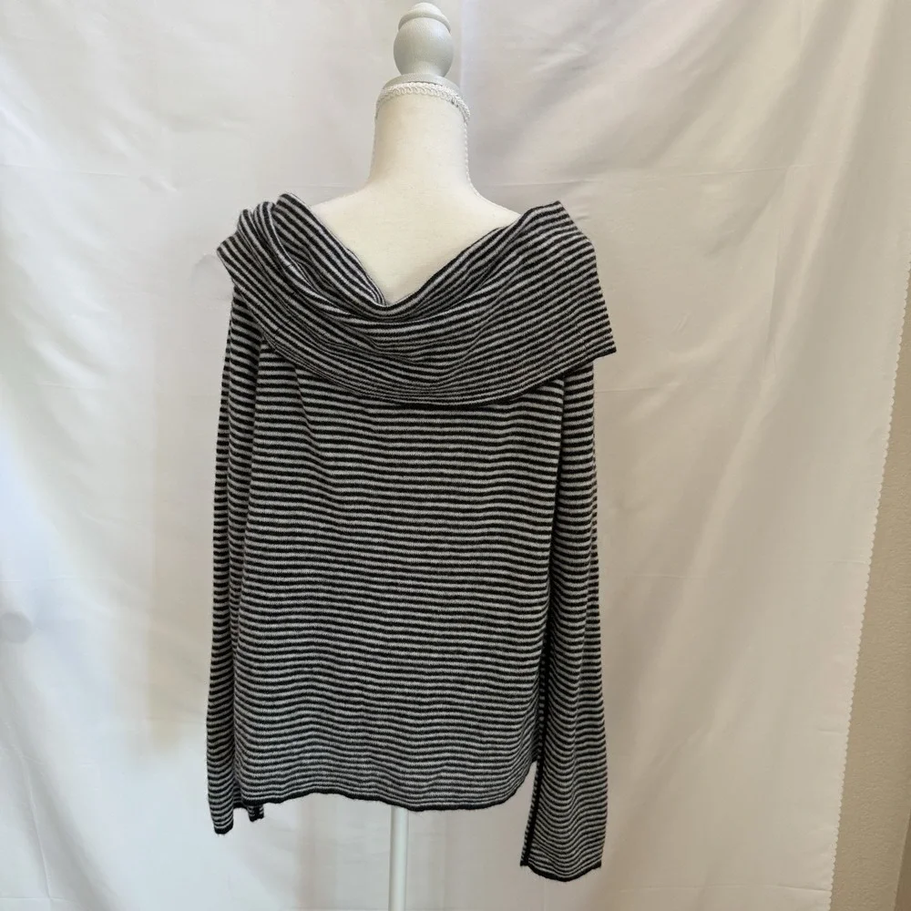 NWT Madewell Womens Alpaca Wool Blend Cowl Neck Sweater Black White Stripe XXL‎
